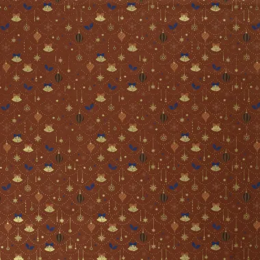 -Kerststof - katoen poplin - folie kerstballen, kerstklokken & kerststerren - brique - 20749-056 - Kerststof - katoen poplin - folie kerstballen, kerstklokken & kerststerren - brique - 20749-056