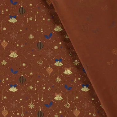 -Kerststof - katoen poplin - folie kerstballen, kerstklokken & kerststerren - brique - 20749-056 - Kerststof - katoen poplin - folie kerstballen, kerstklokken & kerststerren - brique - 20749-056