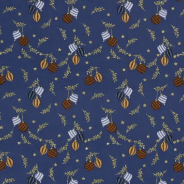 -Kerststof - katoen poplin - folie kerstballen, kersttakjes en kerststerren - blauw - 20753-007 - Kerststof - katoen poplin - folie kerstballen, kersttakjes en kerststerren - blauw - 20753-007