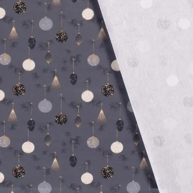 -Kerststof - katoen poplin - kerstballen - grijsblauw - 20754-007 - Kerststof - katoen poplin - kerstballen - grijsblauw - 20754-007