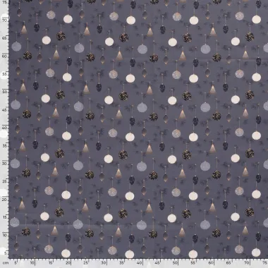 -Kerststof - katoen poplin - kerstballen - grijsblauw - 20754-007 - Kerststof - katoen poplin - kerstballen - grijsblauw - 20754-007