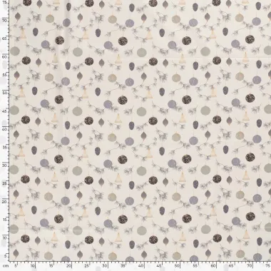 -Kerststof - katoen poplin - kerstballen - lichtbeige - 20754-052 - Kerststof - katoen poplin - kerstballen - lichtbeige - 20754-052