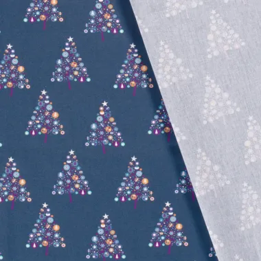 -Kerststof - katoen poplin - kerstbomen - blauw - 20767-008 - Kerststof - katoen poplin - kerstbomen - blauw - 20767-008