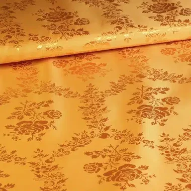 -Satijn stof - jacquard - rozen - goudgeel - 5999-5 - Satijn stof - jacquard - rozen - goudgeel - 5999-5