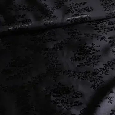 -Satijn stof - jacquard - rozen - zwart - 5999-10 - Satijn stof - jacquard - rozen - zwart - 5999-10
