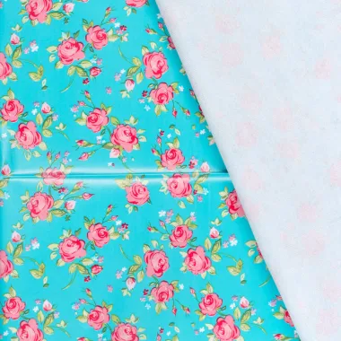 -Tafelzeil - rozen - aqua - 1838-024 - Tafelzeil - rozen - aqua - 1838-024