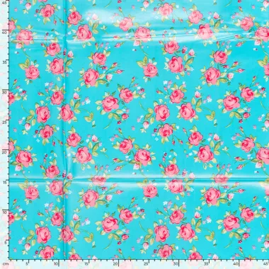-Tafelzeil - rozen - aqua - 1838-024 - Tafelzeil - rozen - aqua - 1838-024