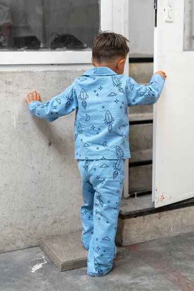 -Flanel stof - raketten - babyblauw - 26/24333-003 - Flanel stof - raketten - babyblauw - 26/24333-003