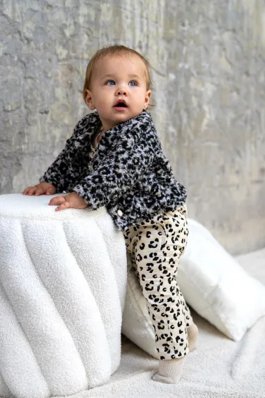 -Fleece stof - sherpa fleece - jacquard - luipaardprint - beige - 26/24394-052 - Fleece stof - sherpa fleece - jacquard - luipaardprint - beige - 26/24394-052