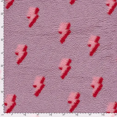 -Fleece stof - sherpa fleece - jacquard - bliksem - roze - 26/24390-014 - Fleece stof - sherpa fleece - jacquard - bliksem - roze - 26/24390-014