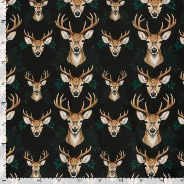 -Panama stof - digitaal herten - zwart multi - 1968-069 - Panama stof - digitaal herten - zwart multi - 1968-069