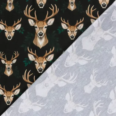 -Panama stof - digitaal herten - zwart multi - 1968-069 - Panama stof - digitaal herten - zwart multi - 1968-069