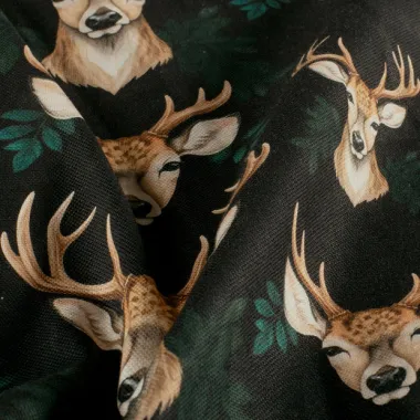 -Panama stof - digitaal herten - zwart multi - 1968-069 - Panama stof - digitaal herten - zwart multi - 1968-069