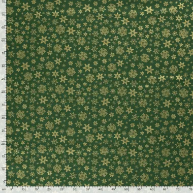 -Kerststof - katoen poplin - folie kerststerren - groen - 20708-025 - Kerststof - katoen poplin - folie kerststerren - groen - 20708-025