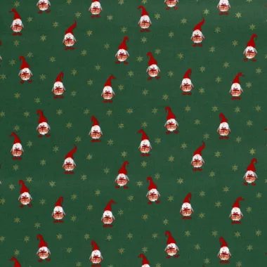 -Kerststof - katoen poplin - kerstman gnomes - groen - 20731-025 - Kerststof - katoen poplin - kerstman gnomes - groen - 20731-025