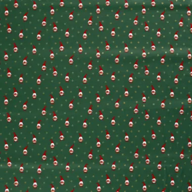 -Kerststof - katoen poplin - kerstman gnomes - groen - 20731-025 - Kerststof - katoen poplin - kerstman gnomes - groen - 20731-025