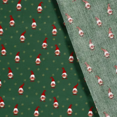 -Kerststof - katoen poplin - kerstman gnomes - groen - 20731-025 - Kerststof - katoen poplin - kerstman gnomes - groen - 20731-025