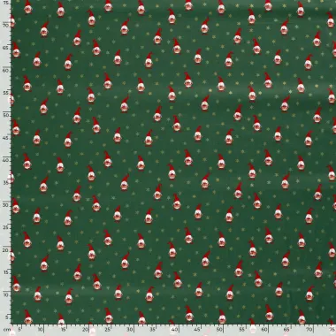 -Kerststof - katoen poplin - kerstman gnomes - groen - 20731-025 - Kerststof - katoen poplin - kerstman gnomes - groen - 20731-025