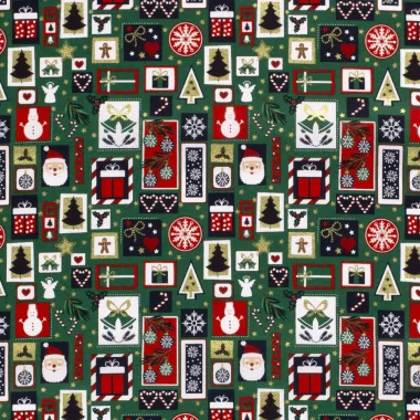 -Weihnachtsstoff – Baumwollpopeline – Folie Weihnachts-Patchwork – grün – 20737-025 - Weihnachtsstoff – Baumwollpopeline – Folie Weihnachts-Patchwork – grün – 20737-025