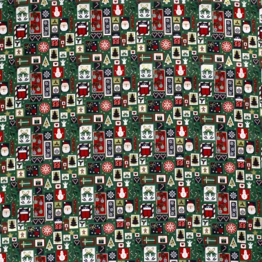 -Weihnachtsstoff – Baumwollpopeline – Folie Weihnachts-Patchwork – grün – 20737-025 - Weihnachtsstoff – Baumwollpopeline – Folie Weihnachts-Patchwork – grün – 20737-025