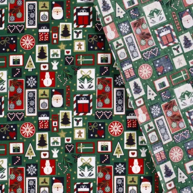 -Weihnachtsstoff – Baumwollpopeline – Folie Weihnachts-Patchwork – grün – 20737-025 - Weihnachtsstoff – Baumwollpopeline – Folie Weihnachts-Patchwork – grün – 20737-025