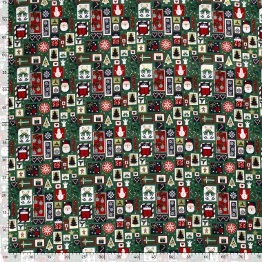-Weihnachtsstoff – Baumwollpopeline – Folie Weihnachts-Patchwork – grün – 20737-025 - Weihnachtsstoff – Baumwollpopeline – Folie Weihnachts-Patchwork – grün – 20737-025