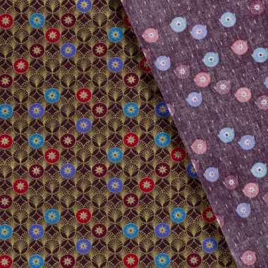 -Kerststof - katoen poplin - folie kerststerren - aubergine - 20741-046 - Kerststof - katoen poplin - folie kerststerren - aubergine - 20741-046