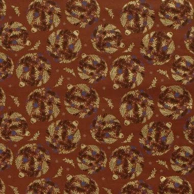-Kerststof - katoen poplin - folie kersttakken - brique - 20750-056 - Kerststof - katoen poplin - folie kersttakken - brique - 20750-056