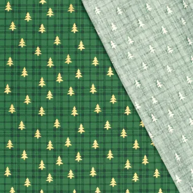 -Weihnachtsstoff – Baumwollpopeline – Folien-Weihnachtsbäume – grün – 22700-025 - Weihnachtsstoff – Baumwollpopeline – Folien-Weihnachtsbäume – grün – 22700-025