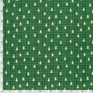 -Kerststof - katoen poplin - folie kerstbomen - groen - 22700-025 - Kerststof - katoen poplin - folie kerstbomen - groen - 22700-025