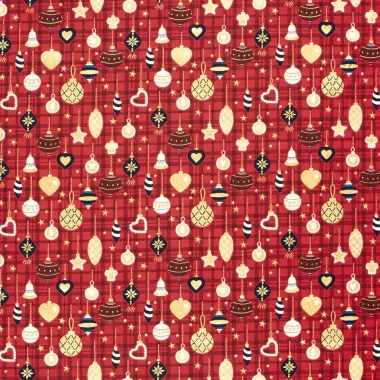 -Kerststof - katoen poplin - folie kerstballen - rood - 22701-015 - Kerststof - katoen poplin - folie kerstballen - rood - 22701-015