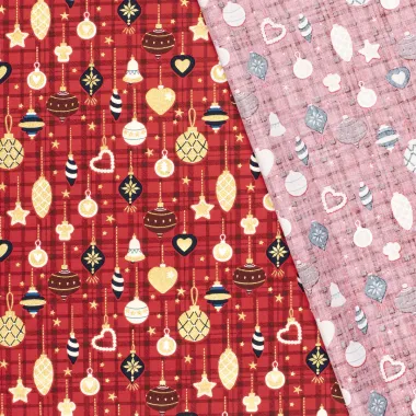 -Kerststof - katoen poplin - folie kerstballen - rood - 22701-015 - Kerststof - katoen poplin - folie kerstballen - rood - 22701-015