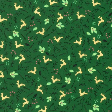 -Kerststof - katoen poplin - folie herten - groen - 22702-025 - Kerststof - katoen poplin - folie herten - groen - 22702-025