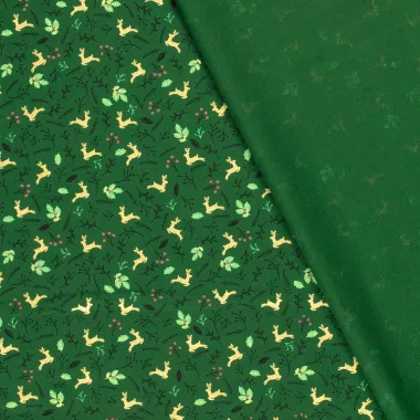 -Kerststof - katoen poplin - folie herten - groen - 22702-025 - Kerststof - katoen poplin - folie herten - groen - 22702-025