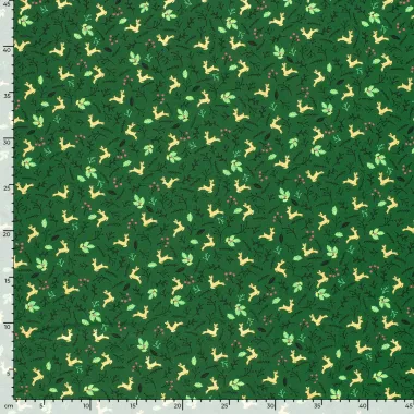 -Kerststof - katoen poplin - folie herten - groen - 22702-025 - Kerststof - katoen poplin - folie herten - groen - 22702-025