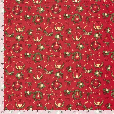 -Kerststof - katoen poplin - folie diverse kerstmotieven - rood - 22703-015 - Kerststof - katoen poplin - folie diverse kerstmotieven - rood - 22703-015