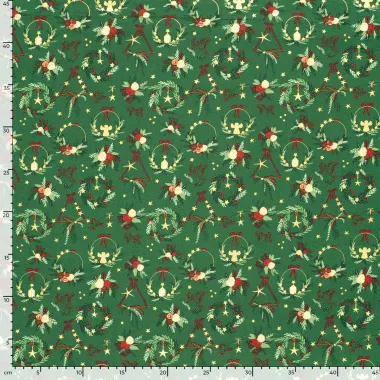 -Kerststof - katoen poplin - folie diverse kerstmotieven - groen - 22703-025 - Kerststof - katoen poplin - folie diverse kerstmotieven - groen - 22703-025