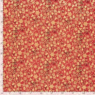 -Kerststof - katoen poplin - folie diverse kerstmotieven - rood - 22704-015 - Kerststof - katoen poplin - folie diverse kerstmotieven - rood - 22704-015