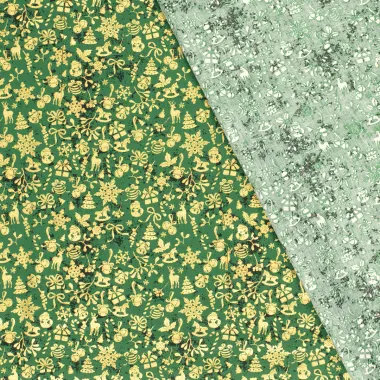 -Kerststof - katoen poplin - folie diverse kerstmotieven - groen - 22704-025 - Kerststof - katoen poplin - folie diverse kerstmotieven - groen - 22704-025