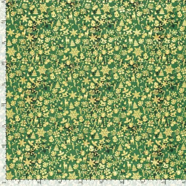 -Kerststof - katoen poplin - folie diverse kerstmotieven - groen - 22704-025 - Kerststof - katoen poplin - folie diverse kerstmotieven - groen - 22704-025