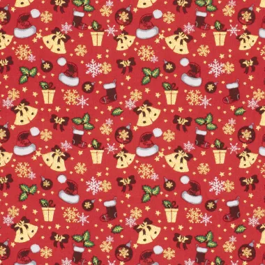 -Weihnachtsstoff – Baumwollpopeline – Folie mit verschiedenen Weihnachtsmotiven – rot – 22705-015 - Weihnachtsstoff – Baumwollpopeline – Folie mit verschiedenen Weihnachtsmotiven – rot – 22705-015