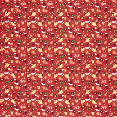 -Kerststof - katoen poplin - folie diverse kerstmotieven - rood - 22705-015 - Kerststof - katoen poplin - folie diverse kerstmotieven - rood - 22705-015
