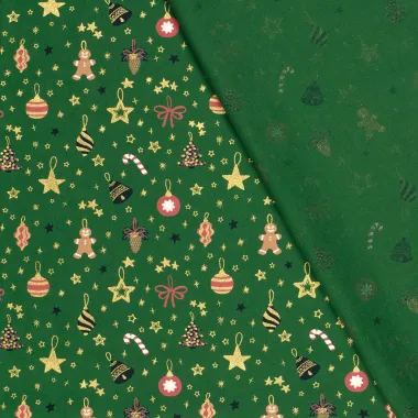 -Kerststof - katoen poplin - folie kerstballen - groen - 22706-025 - Kerststof - katoen poplin - folie kerstballen - groen - 22706-025