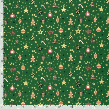 -Kerststof - katoen poplin - folie kerstballen - groen - 22706-025 - Kerststof - katoen poplin - folie kerstballen - groen - 22706-025