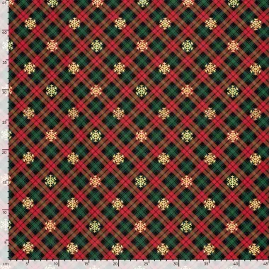-Weihnachtsstoff – Flanell – Folie Schneeflocke – rot – 22710-015 - Weihnachtsstoff – Flanell – Folie Schneeflocke – rot – 22710-015