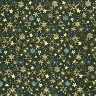 -Kerststof - katoen poplin - folie kerststerren - donkergroen - 22720-028 - Kerststof - katoen poplin - folie kerststerren - donkergroen - 22720-028