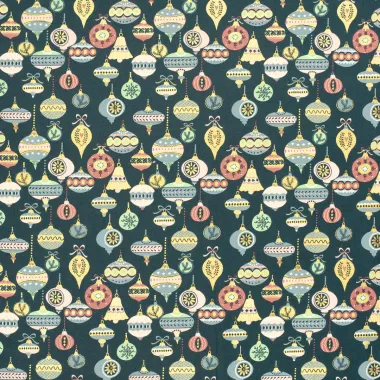 -Kerststof - katoen poplin - folie kerstballen - petrol - 22722-024 - Kerststof - katoen poplin - folie kerstballen - petrol - 22722-024