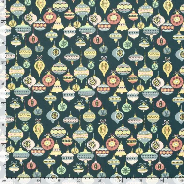 -Kerststof - katoen poplin - folie kerstballen - petrol - 22722-024 - Kerststof - katoen poplin - folie kerstballen - petrol - 22722-024
