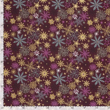 -Weihnachtsstoff – Baumwollpopeline – Folien-Weihnachtssterne – weinrot – 22723-019 - Weihnachtsstoff – Baumwollpopeline – Folien-Weihnachtssterne – weinrot – 22723-019