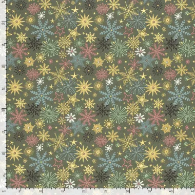 -Kerststof - katoen poplin - folie kerststerren - groen - 22723-028 - Kerststof - katoen poplin - folie kerststerren - groen - 22723-028